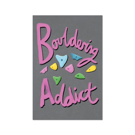 Bouldering Addict - Light Grey and Pink Fine Art Print