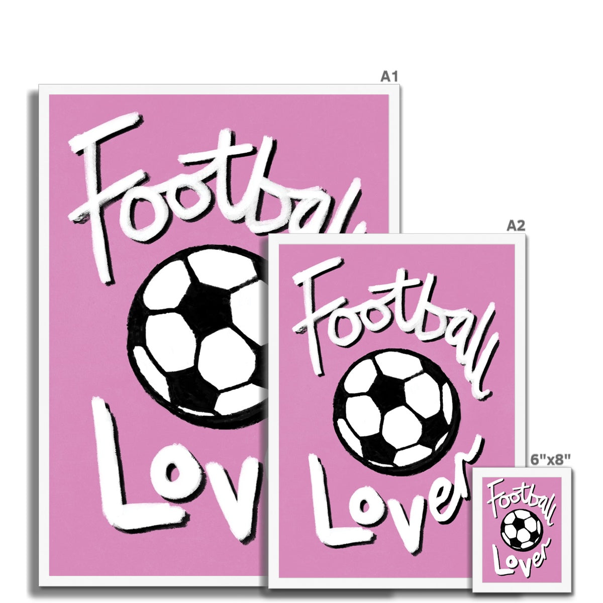 Football Lover Print - Pink, Black, White Framed Print