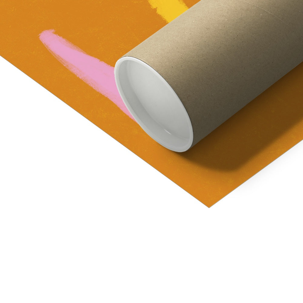 Sooooo Bored Print - Brown, Yellow, Pink Fine Art Print