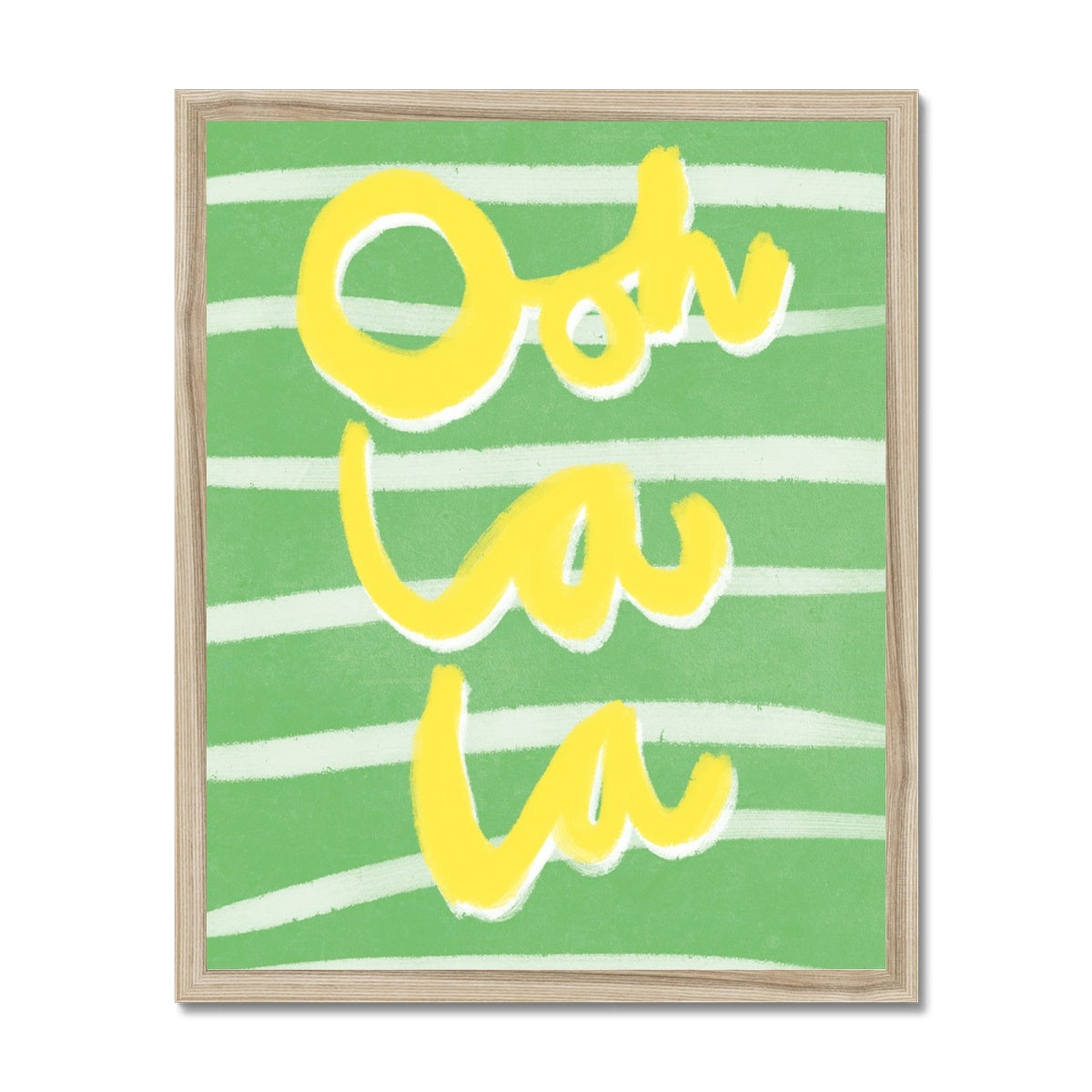 Ooh La La Art Print - Green, Yellow and White Framed Print