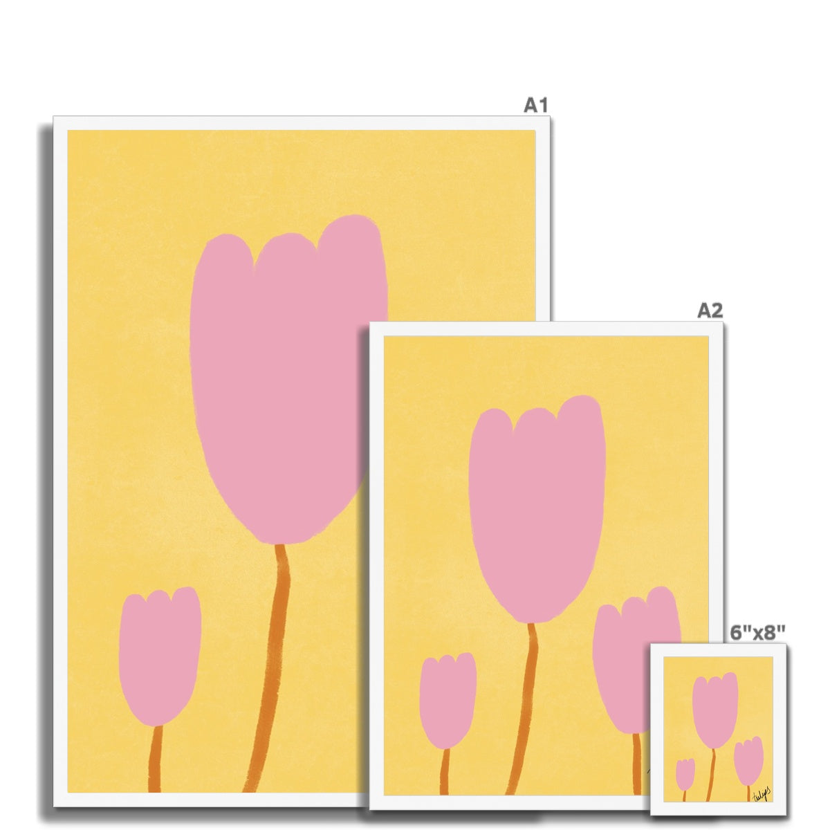 Tulips Print - Pink, Yellow Framed Print