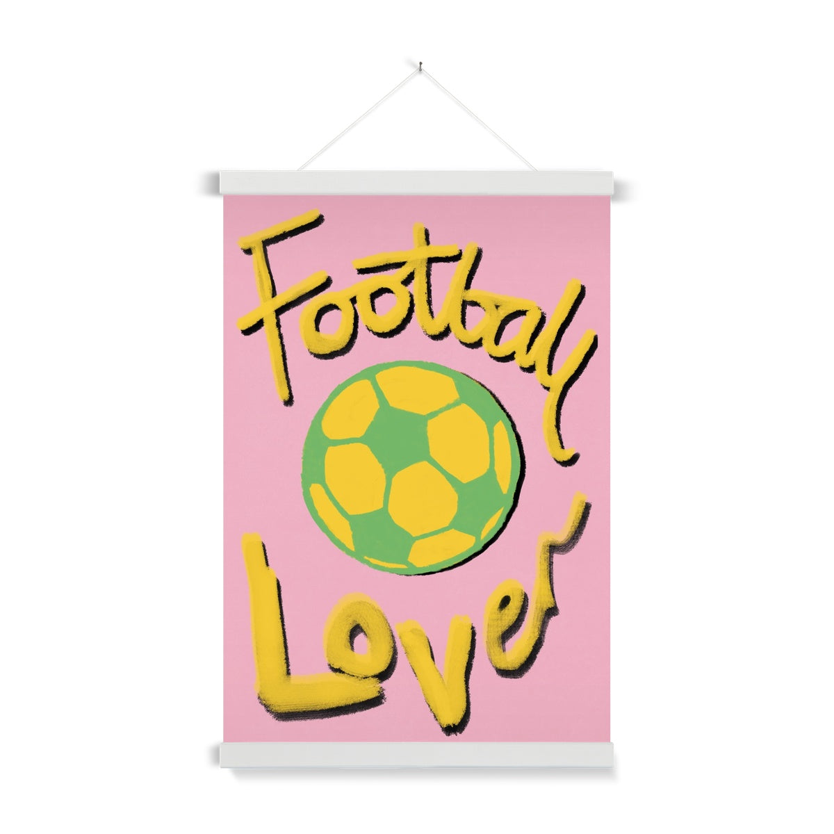 Football Lover Print - Pink, Yellow, Green Fine Art Print with Hanger