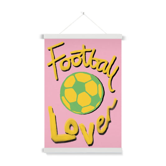 Football Lover Print - Pink, Yellow, Green Fine Art Print with Hanger