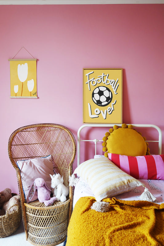 Football Lover Print - Yellow, White, Black Framed Print