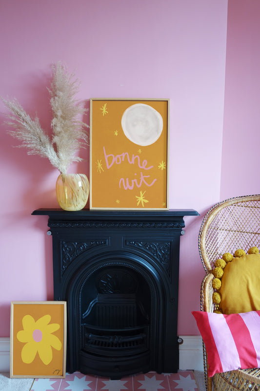 Bonne Nuit Print - Brown with Pink Fine Art Print