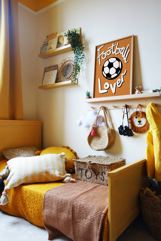 Football Lover Print - Brown, White, Black Framed Print