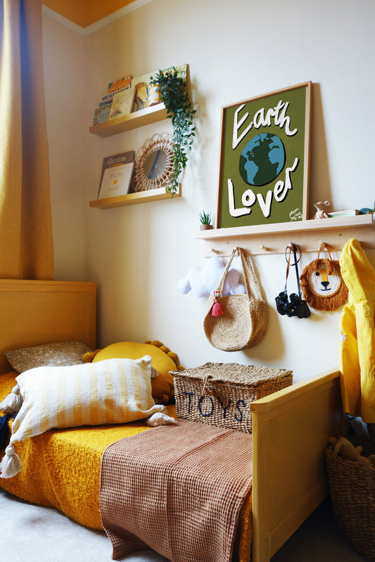 Earth Lover Print - Olive Green, Blue, White Fine Art Print