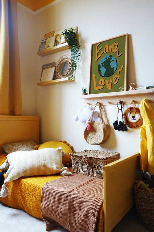 Earth Lover Print - Olive Green, Blue, Orange Framed Print