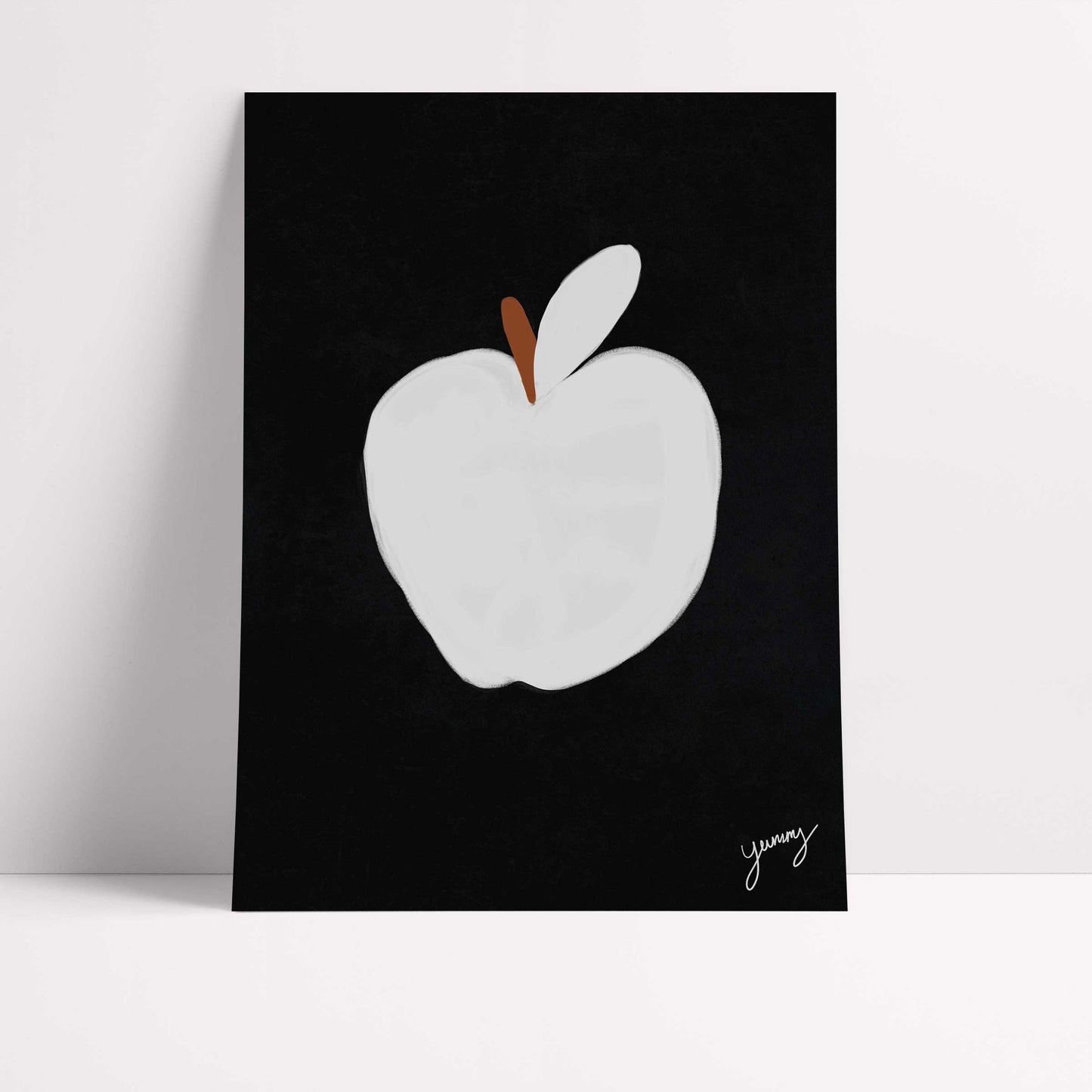 Apple Print - Black with white Fine Art Print