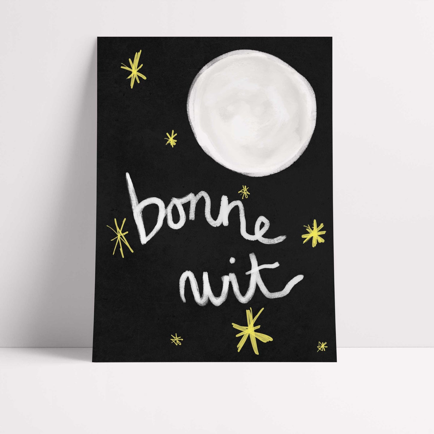 Bonne Nuit Print - Black, white Fine Art Print with Hanger