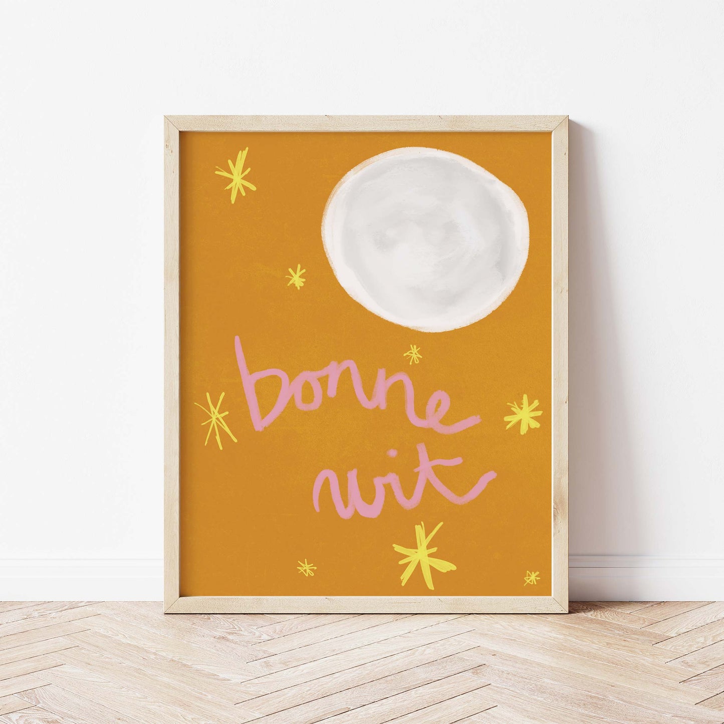 Bonne Nuit Print - Brown with Pink Fine Art Print