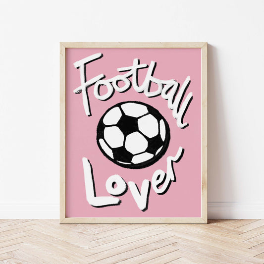 Football Lover Print - Light Pink, White, Black Framed Print