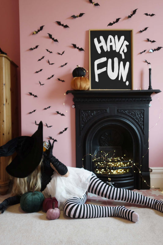 Have Fun Print - Black, white Fine Art Print with Hanger