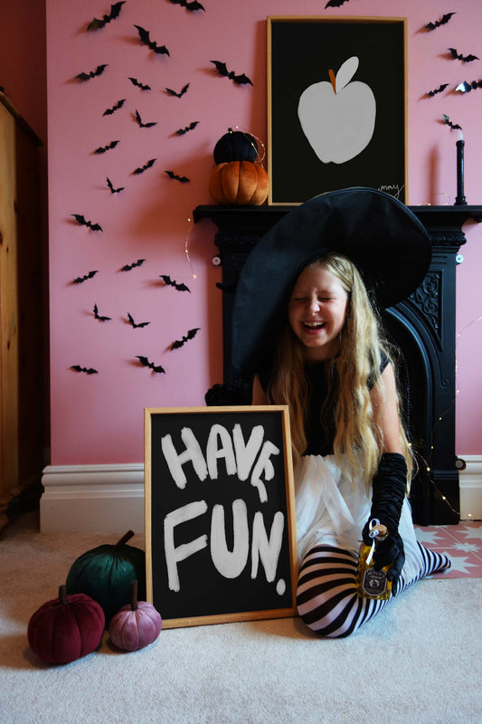 Apple Print - Black with white Fine Art Print