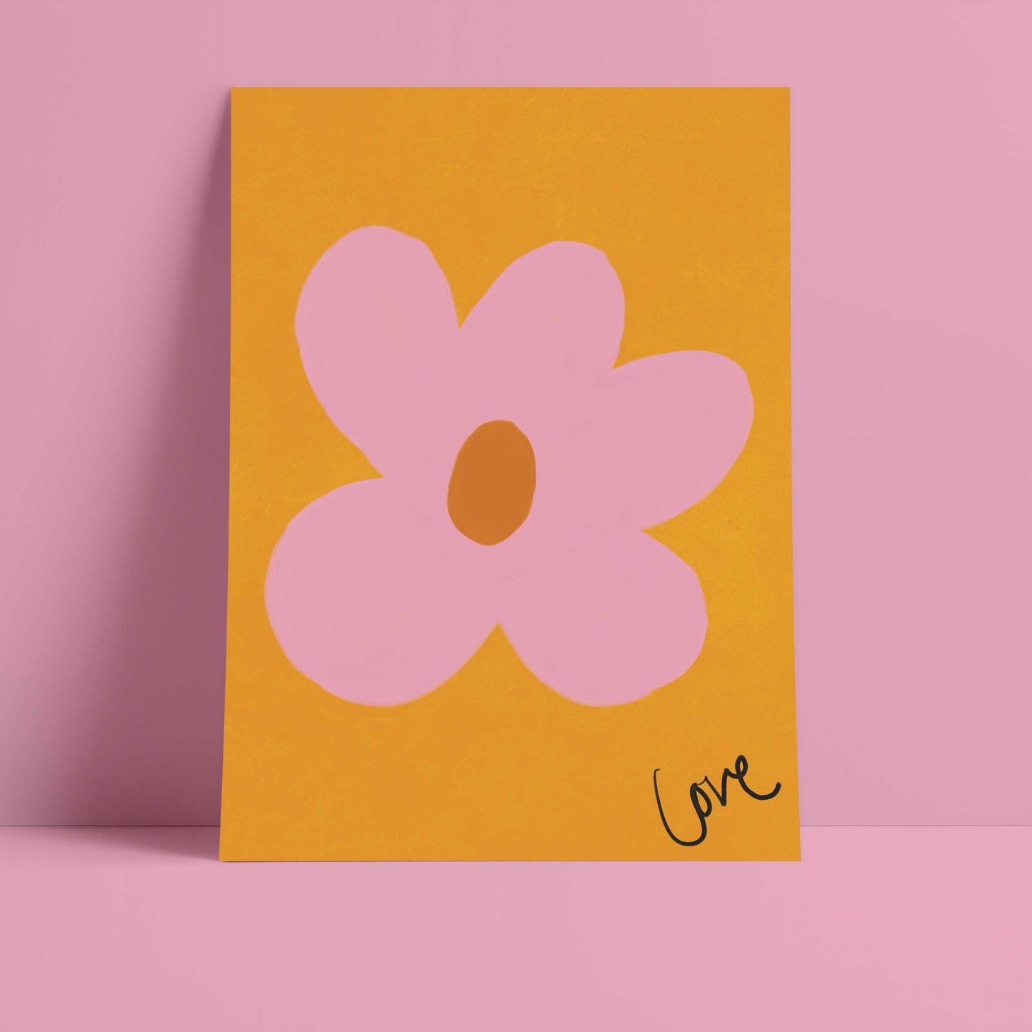 Love Flower Print-Brown, Pink, Brown Fine Art Print