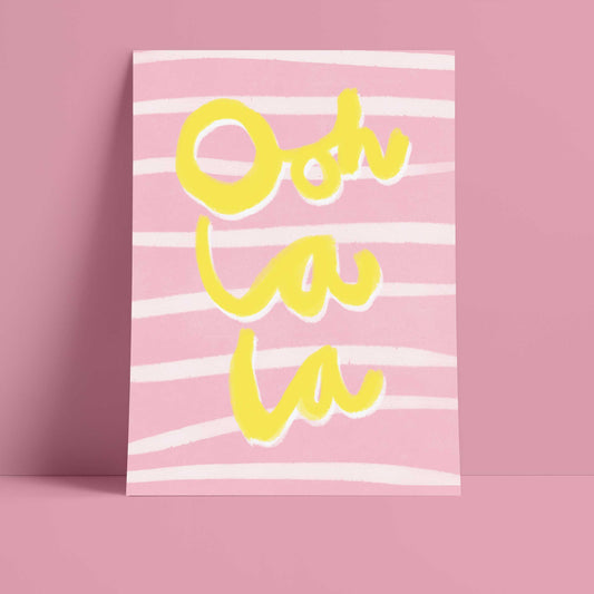 Ooh La La Art Print - Pink, White and Yellow Fine Art Print