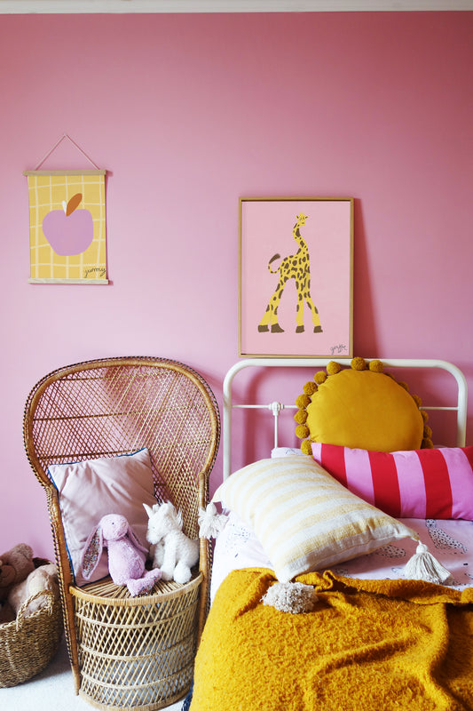 Yummy Apple Print - Yellow, Pink Fine Art Print