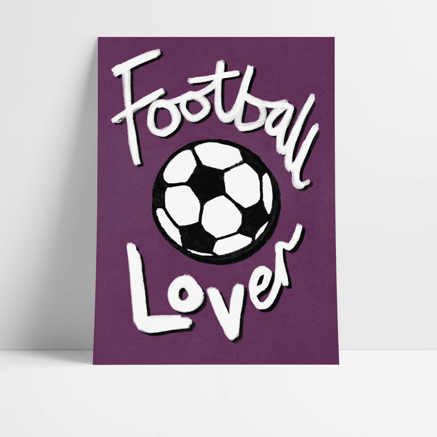 Football Lover Print - Plum, Black, White Fine Art Print with Hanger
