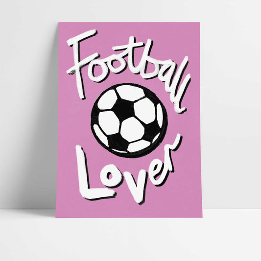 Football Lover Print - Pink, Black, White Fine Art Print with Hanger