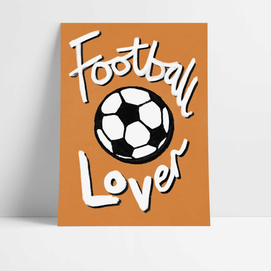 Football Lover Print - Brown, White, Black Fine Art Print with Hanger