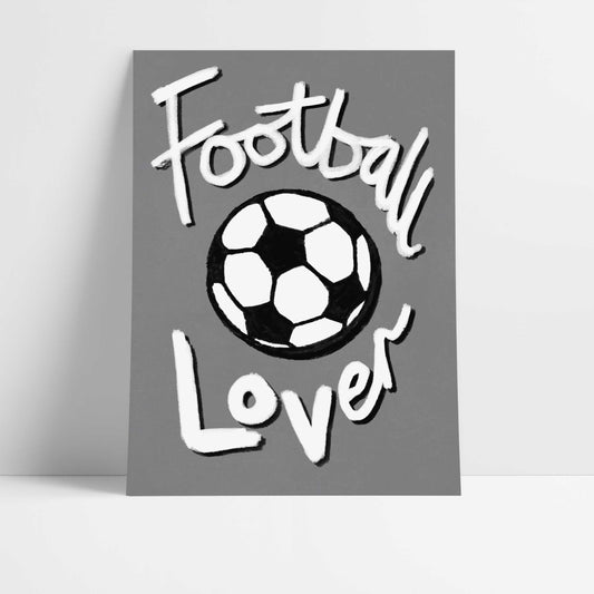Football Lover Print - Grey, White, Black Fine Art Print with Hanger
