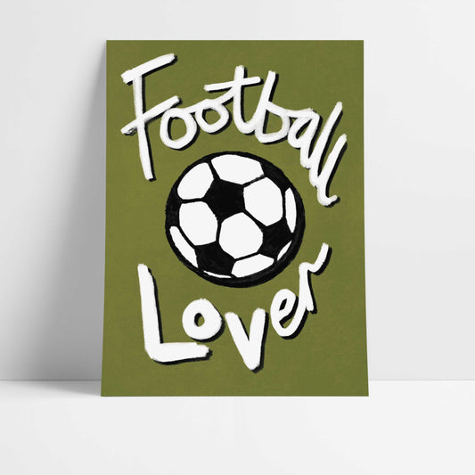 Football Lover Print - Olive Green, Black, White Fine Art Print with Hanger
