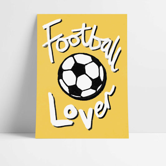 Football Lover Print - Yellow, White, Black Fine Art Print with Hanger