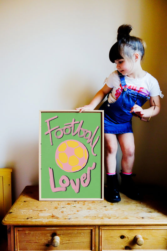 Football Lover Print - Green, Pink, Yellow Fine Art Print