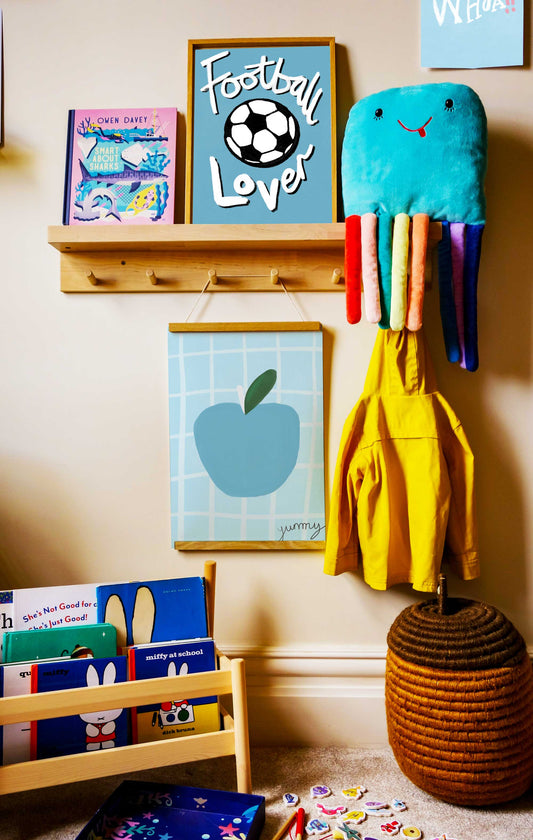 Football Lover Print - Blue, White, Black Framed Print