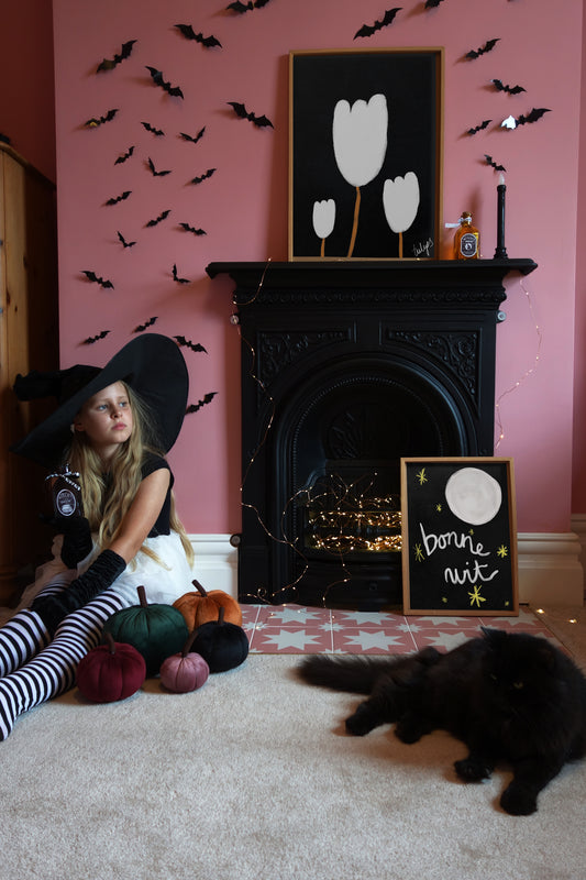 Tulips Print - Black, White Framed Print