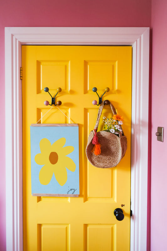 Joy Flower Print - Brown, Yellow, Brown Fine Art Print