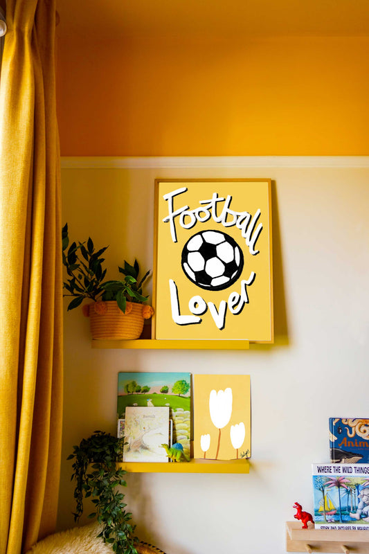 Football Lover Print - Yellow, White, Black Fine Art Print