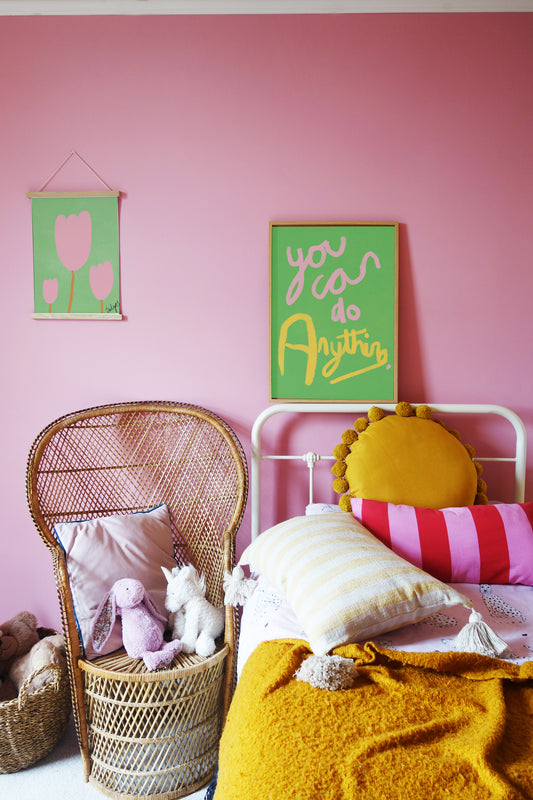 You Can Do Anything Print - Green, Pink, Yellow Framed Print