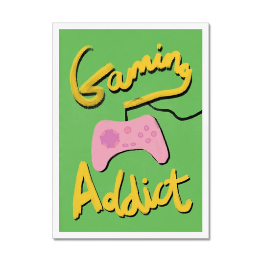 Gaming Addict Print - Green, Yellow, Pink Framed Print