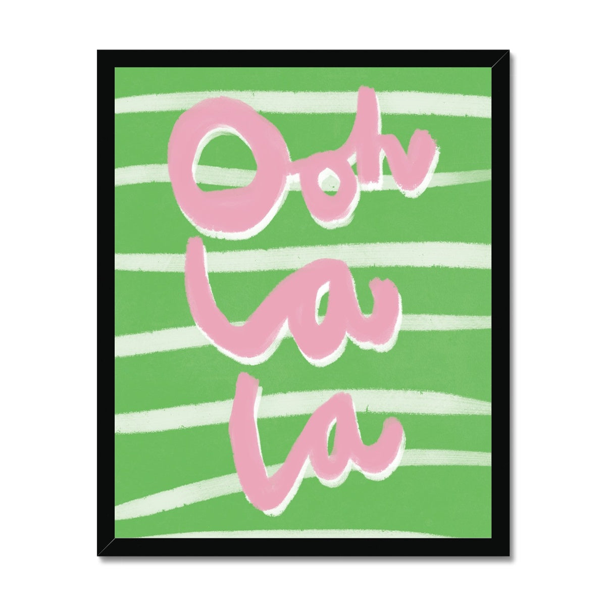 Ooh La La Art Print - Green, White and Pink Framed Print