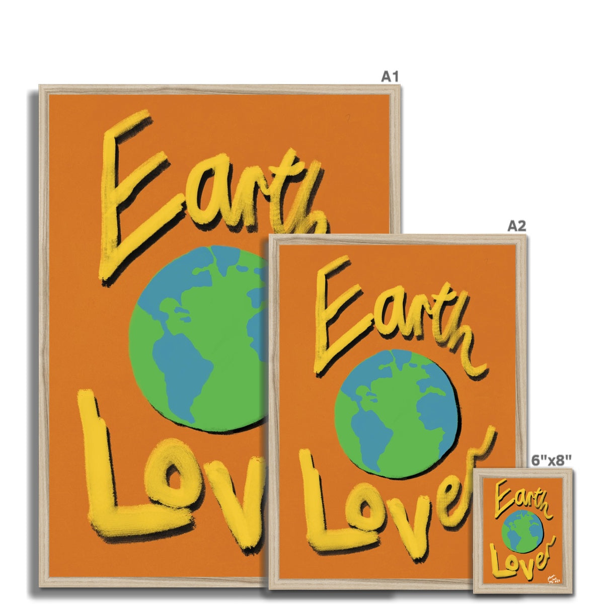 Earth Lover Print - Brown, Yellow Framed Print