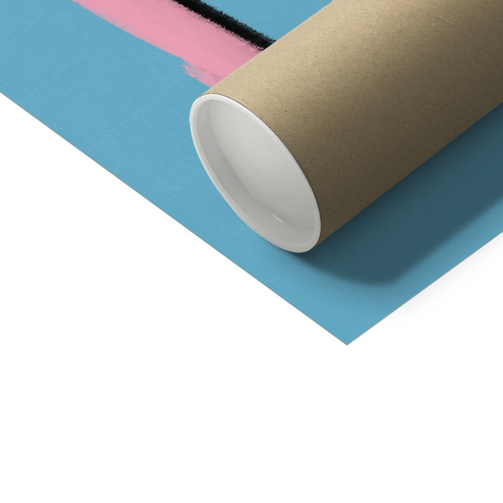 Football Lover Print - Blue, Yellow, Pink Fine Art Print