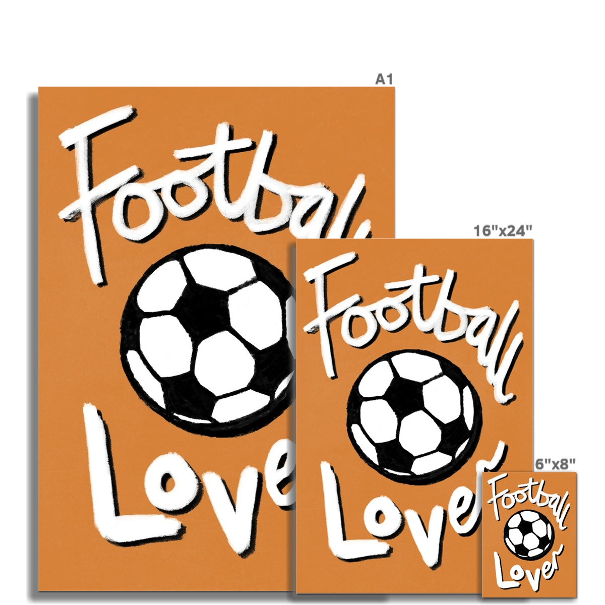 Football Lover Print - Brown, White, Black Fine Art Print