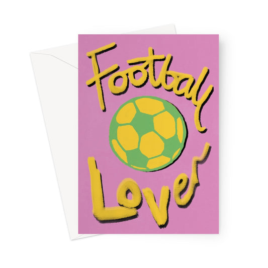 Football Lover Print - Pink, Yellow, Green Greeting Card