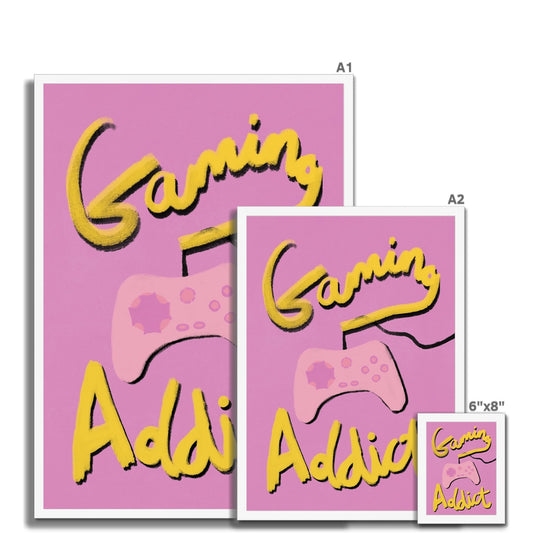 Gaming Addict - Pink, Yellow Framed Print
