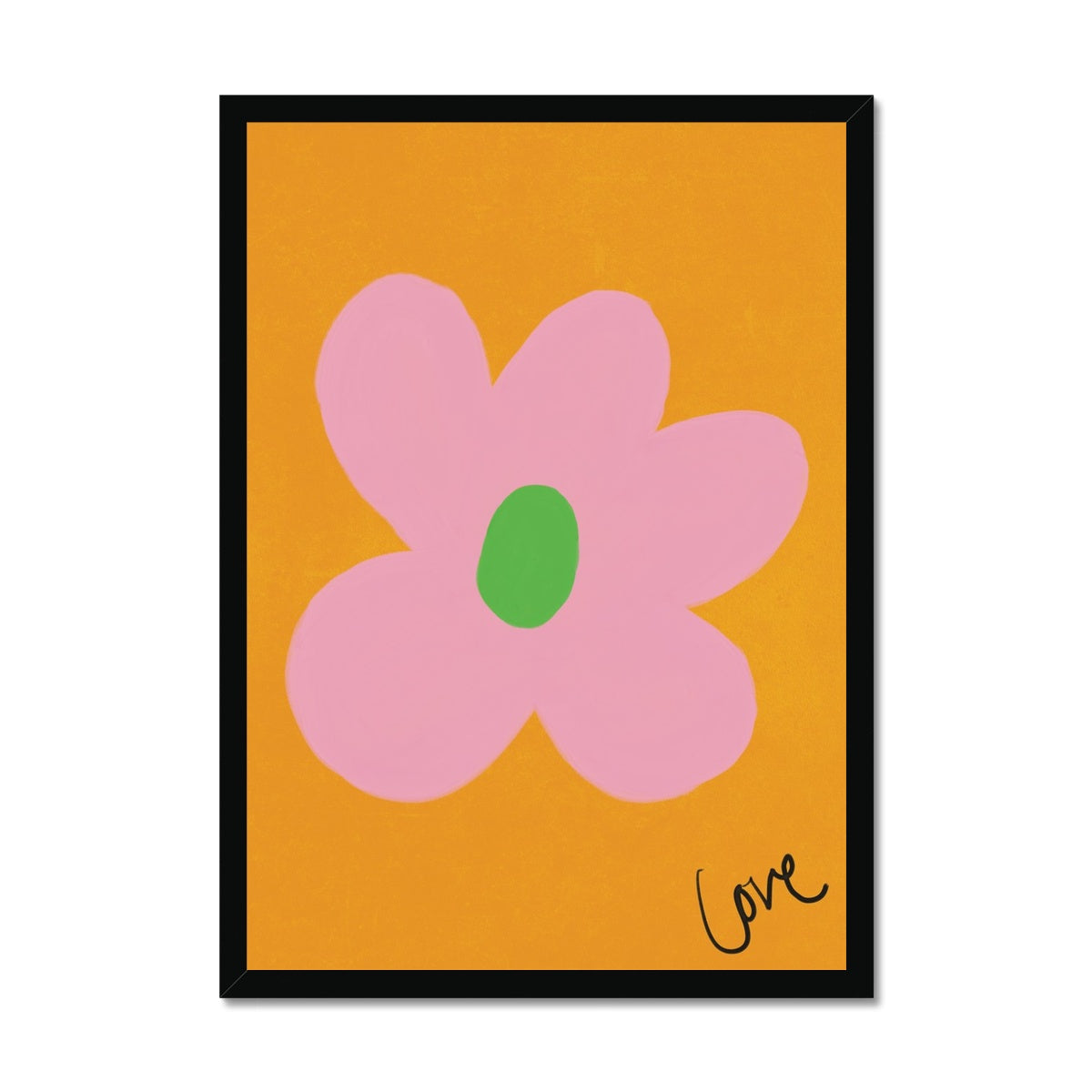 Love Flower Print - Brown, Pink, Green Framed Print