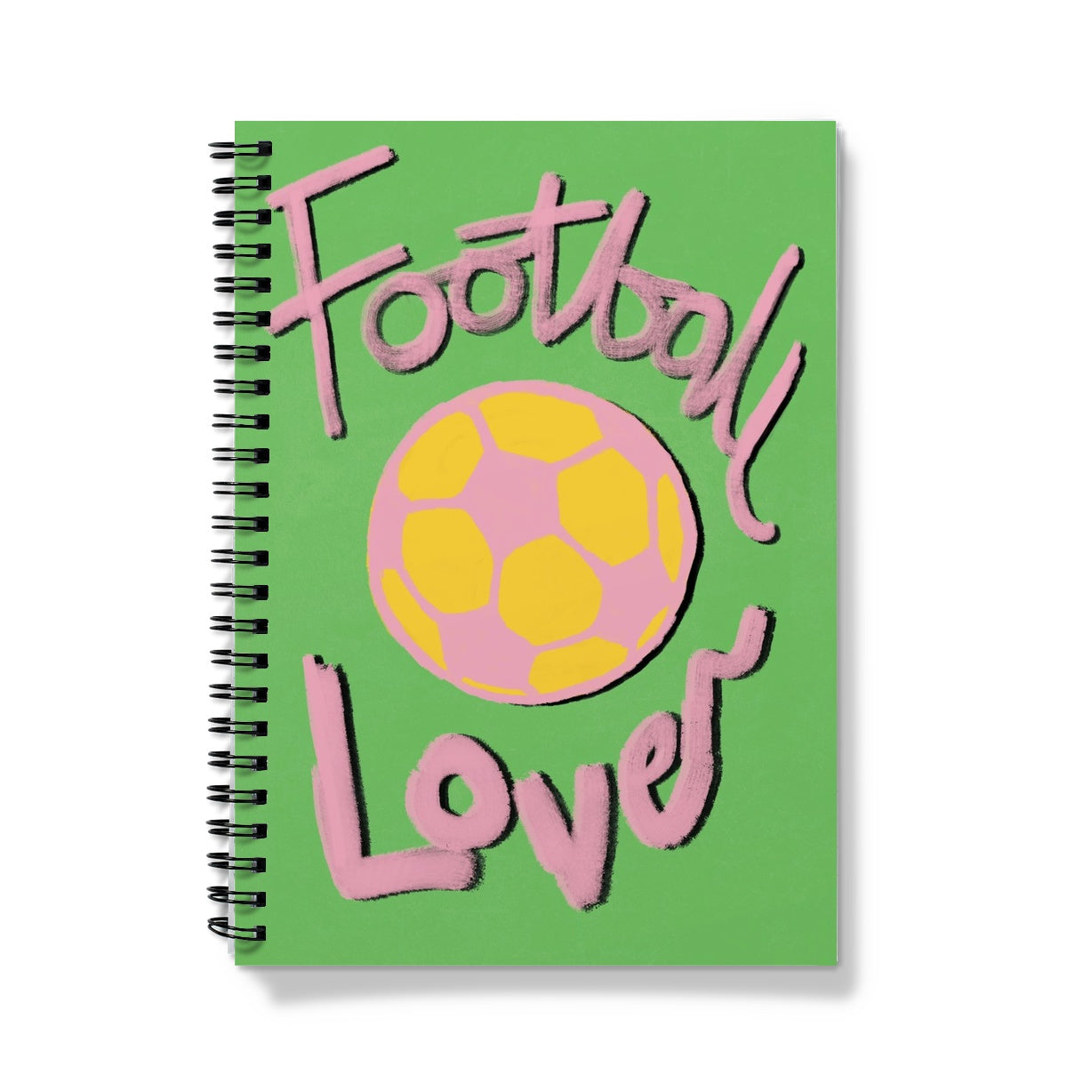 Football Lover Print - Green, Pink, Yellow Notebook