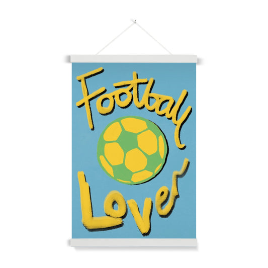 Football Lover Print - Blue, Yellow, Green Fine Art Print with Hanger