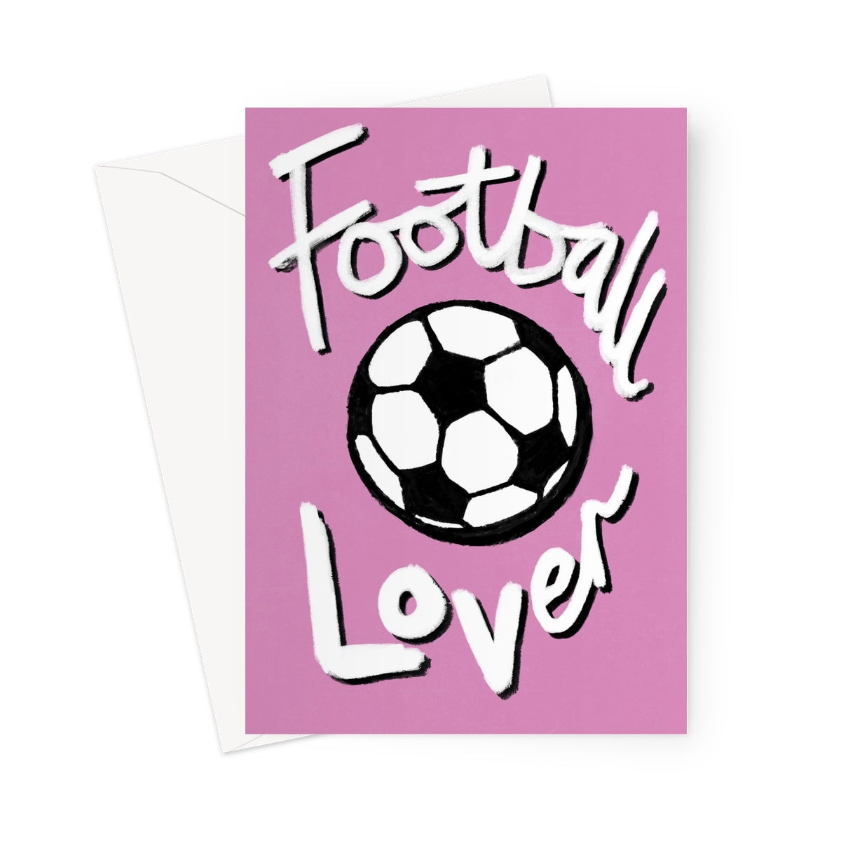 Football Lover Print - Pink, Black, White Greeting Card