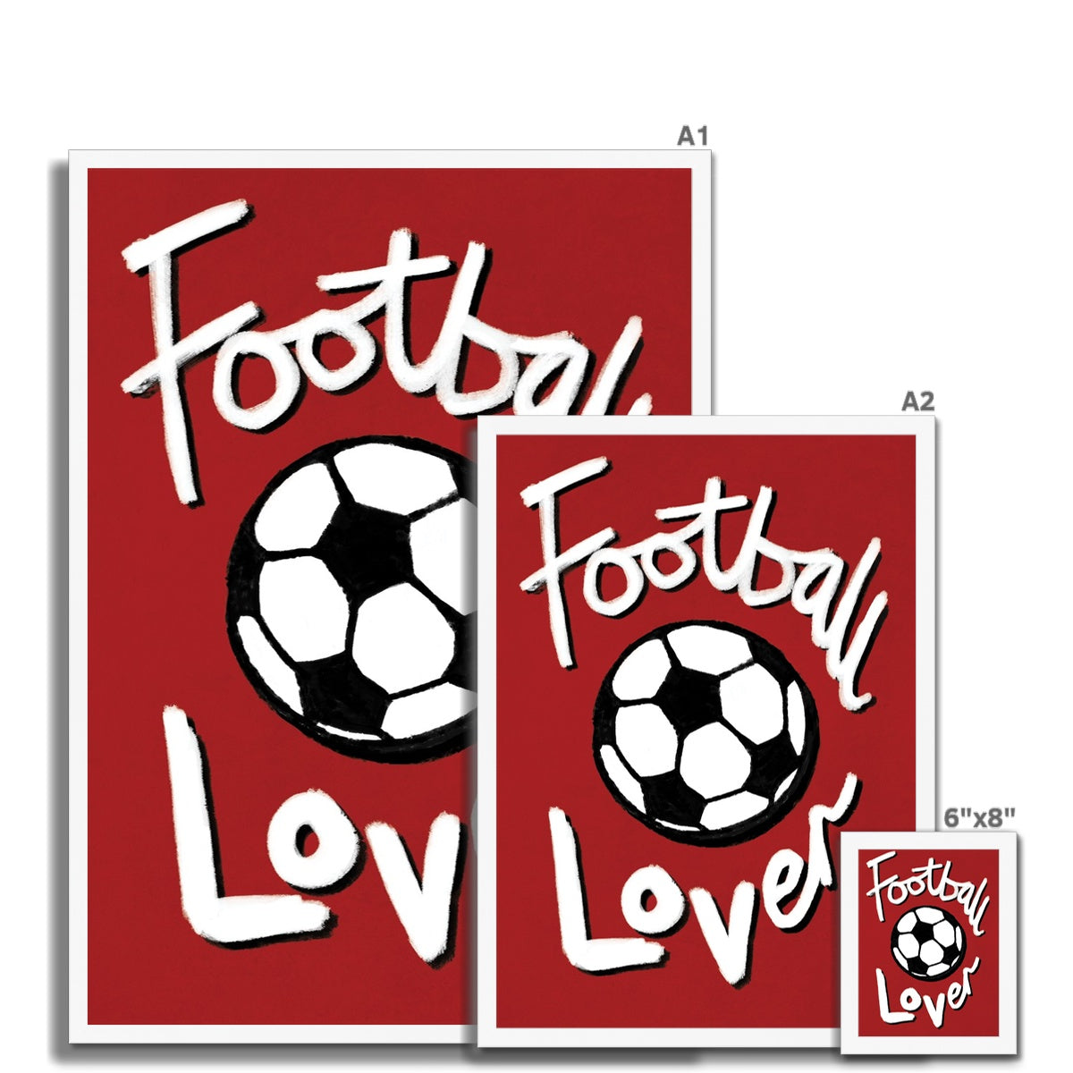 Football Lover - Red, Black and White Framed Print