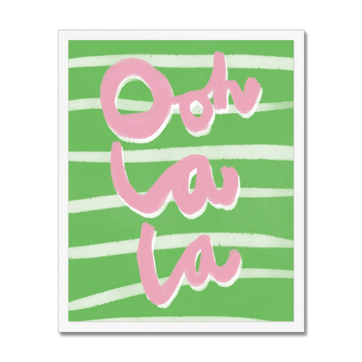 Ooh La La Art Print - Green, White and Pink Framed Print