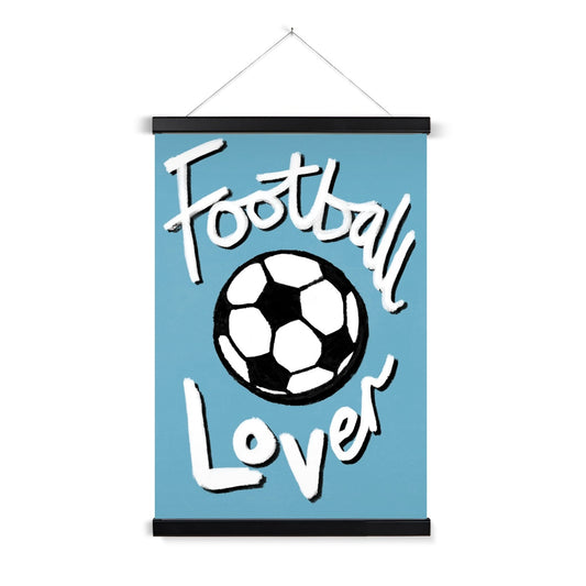 Football Lover Print - Blue, White, Black Fine Art Print with Hanger