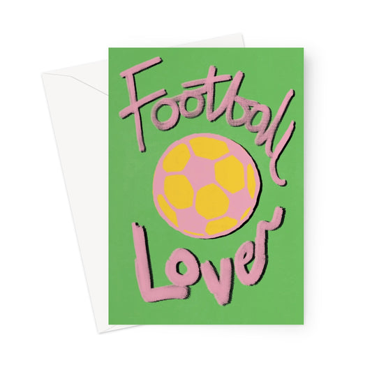 Football Lover Print - Green, Pink, Yellow Greeting Card