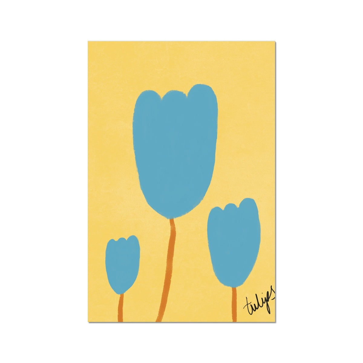 Tulips Print - Yellow, Blue Fine Art Print