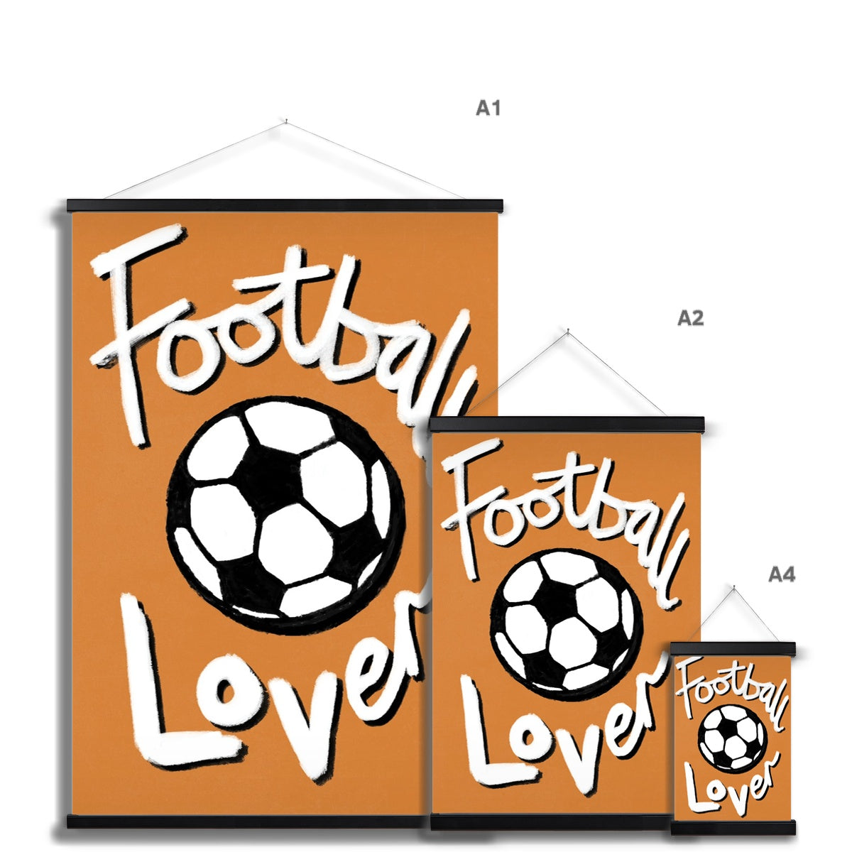 Football Lover Print - Brown, White, Black Fine Art Print with Hanger